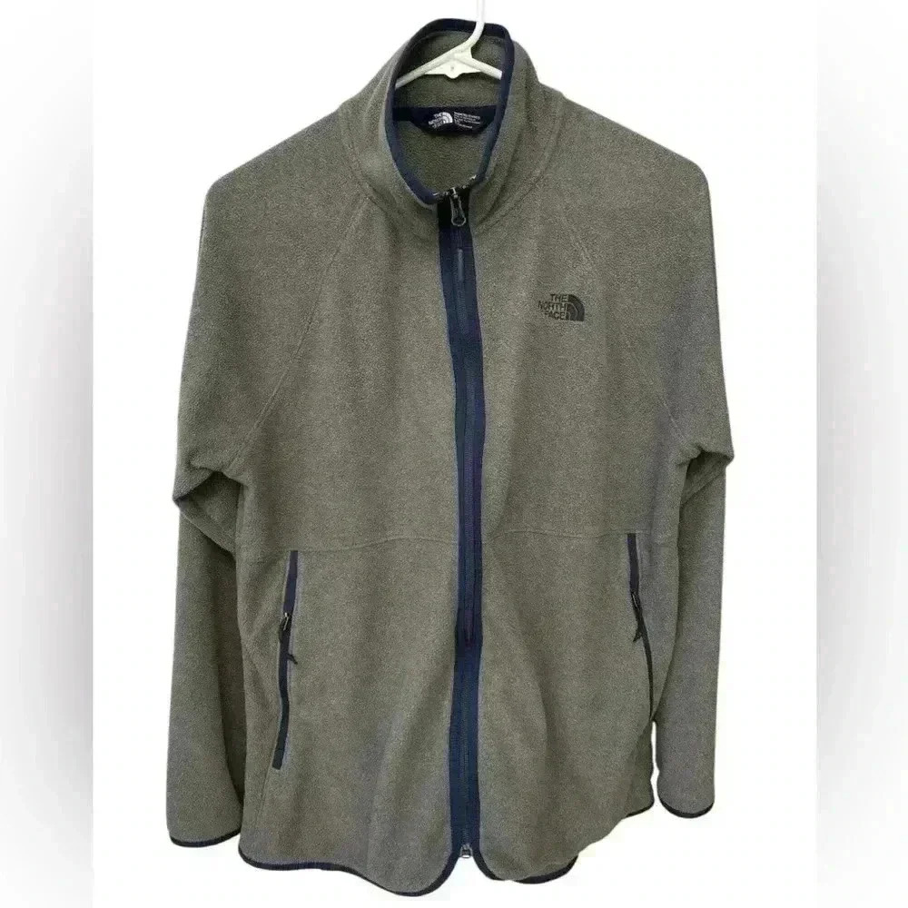 North Face Jacket Womens Large Full Zip Long Sleeve Gray Fleece Pockets